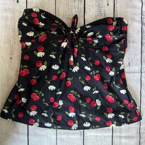 TORRID Swim Plus Size 1 Women’s Rockabilly Retro Cherry Bathing Suit Top